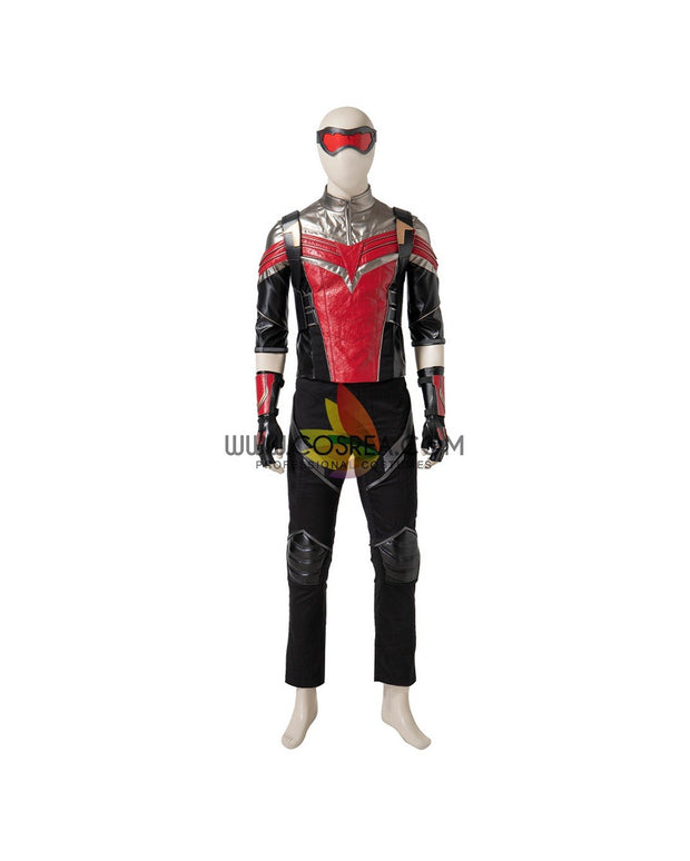 Cosrea Marvel Universe The Falcon And Winter Soldier TV Series  Black And Red Full PU Leather Version Cosplay Costume