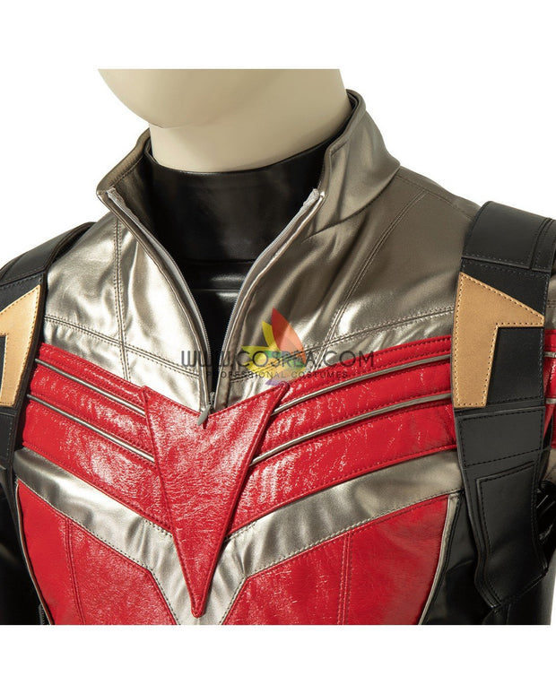 Cosrea Marvel Universe The Falcon And Winter Soldier TV Series  Black And Red Full PU Leather Version Cosplay Costume