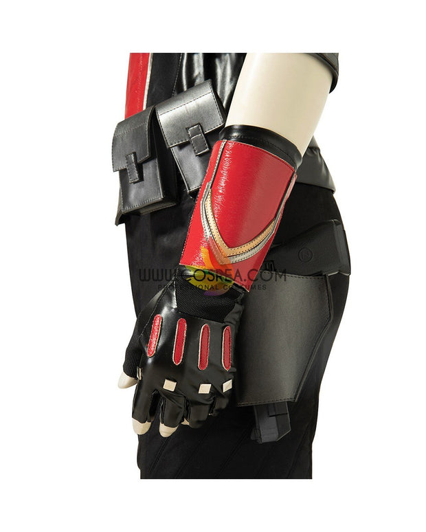 Cosrea Marvel Universe The Falcon And Winter Soldier TV Series  Black And Red Full PU Leather Version Cosplay Costume