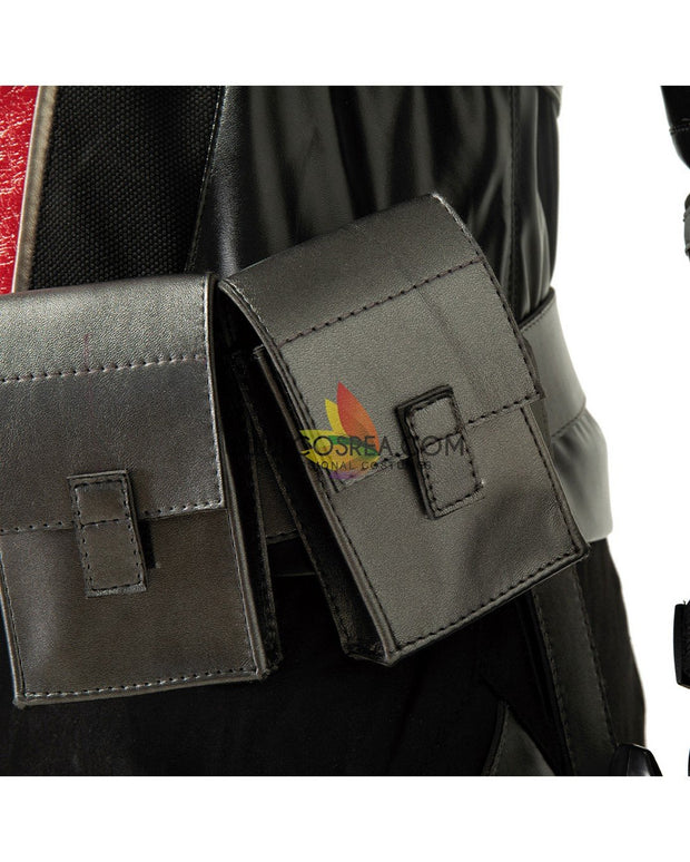 Cosrea Marvel Universe The Falcon And Winter Soldier TV Series  Black And Red Full PU Leather Version Cosplay Costume