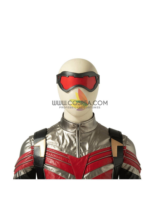 Cosrea Marvel Universe The Falcon And Winter Soldier TV Series  Black And Red Full PU Leather Version Cosplay Costume