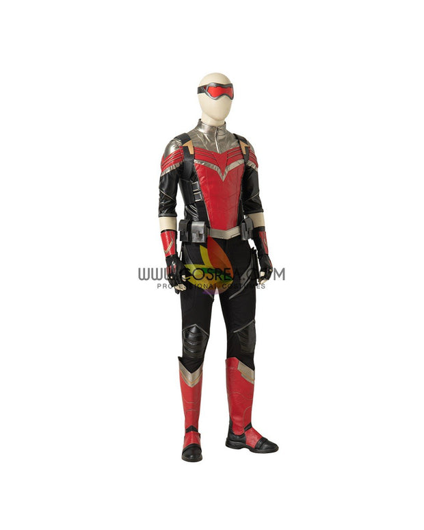 Cosrea Marvel Universe The Falcon And Winter Soldier TV Series  Black And Red Full PU Leather Version Cosplay Costume