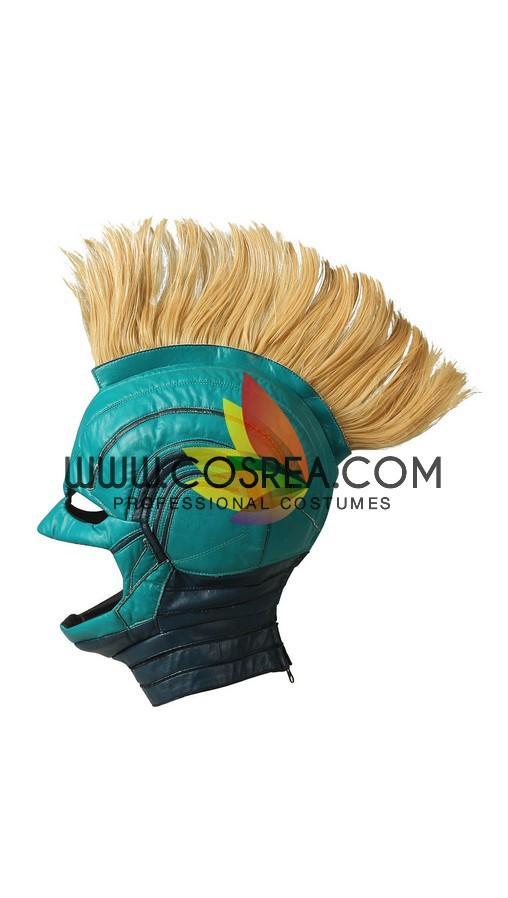 Cosrea Marvel Universe Without Helmet Captain Marvel Star Force Team In Turquoise PU Leather Cosplay Costume