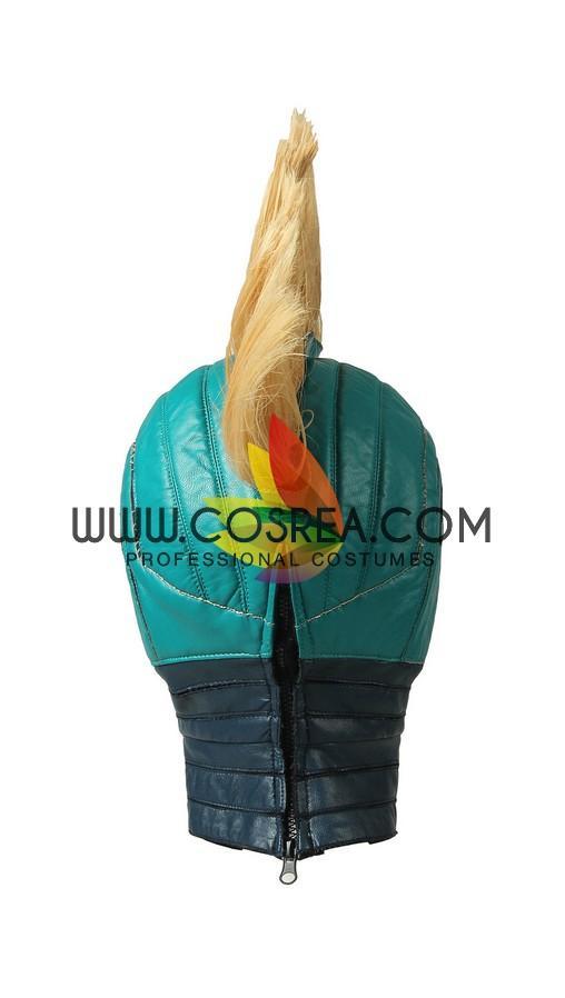 Cosrea Marvel Universe Without Helmet Captain Marvel Star Force Team In Turquoise PU Leather Cosplay Costume