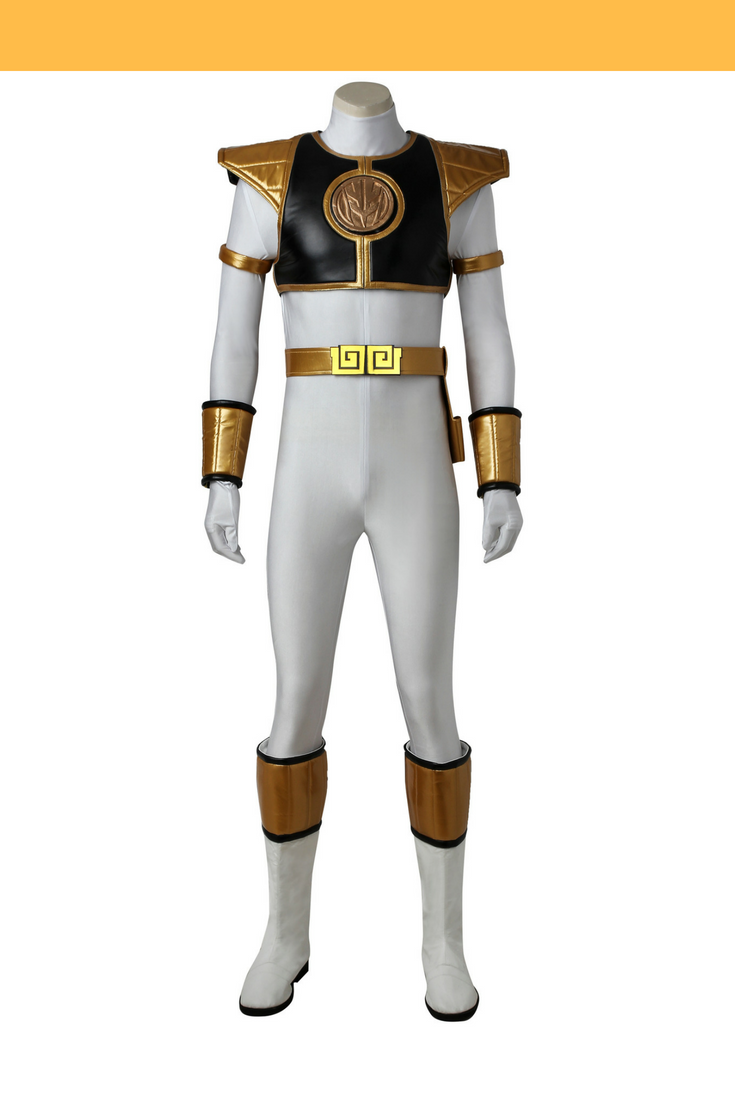 Cosrea P-T Power Rangers Kyoryu Sentai White Ranger Cosplay Costume