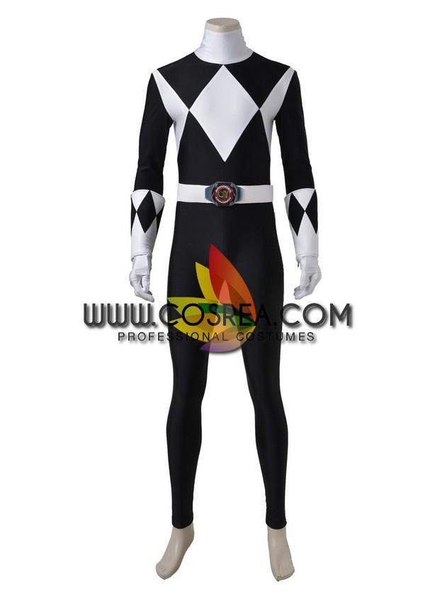 Cosrea P-T Power Rangers Mighty Morphin Black Ranger Cosplay Costume
