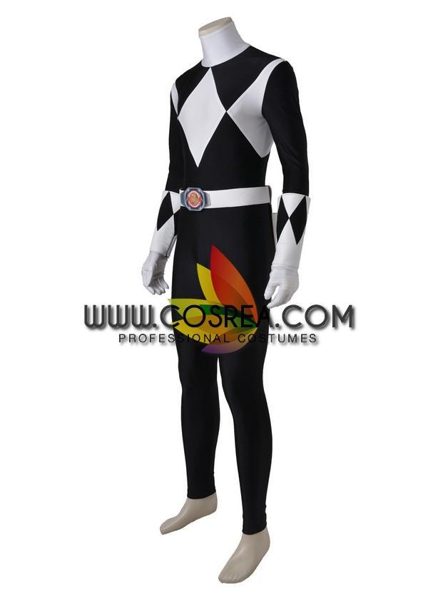 Cosrea P-T Power Rangers Mighty Morphin Black Ranger Cosplay Costume