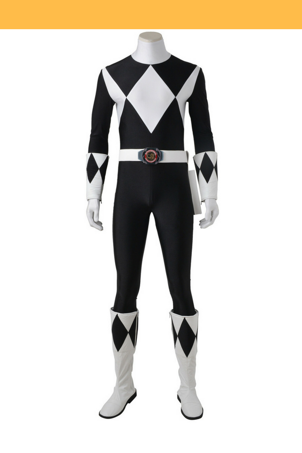 Cosrea P-T Power Rangers Mighty Morphin Black Ranger Cosplay Costume