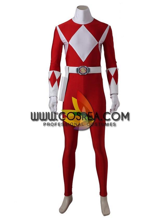 Cosrea P-T Power Rangers Mighty Morphin Red Ranger Cosplay Costume
