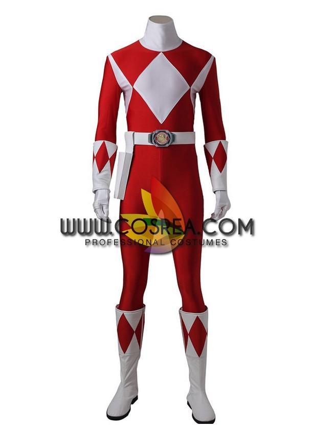 Cosrea P-T Power Rangers Mighty Morphin Red Ranger Cosplay Costume