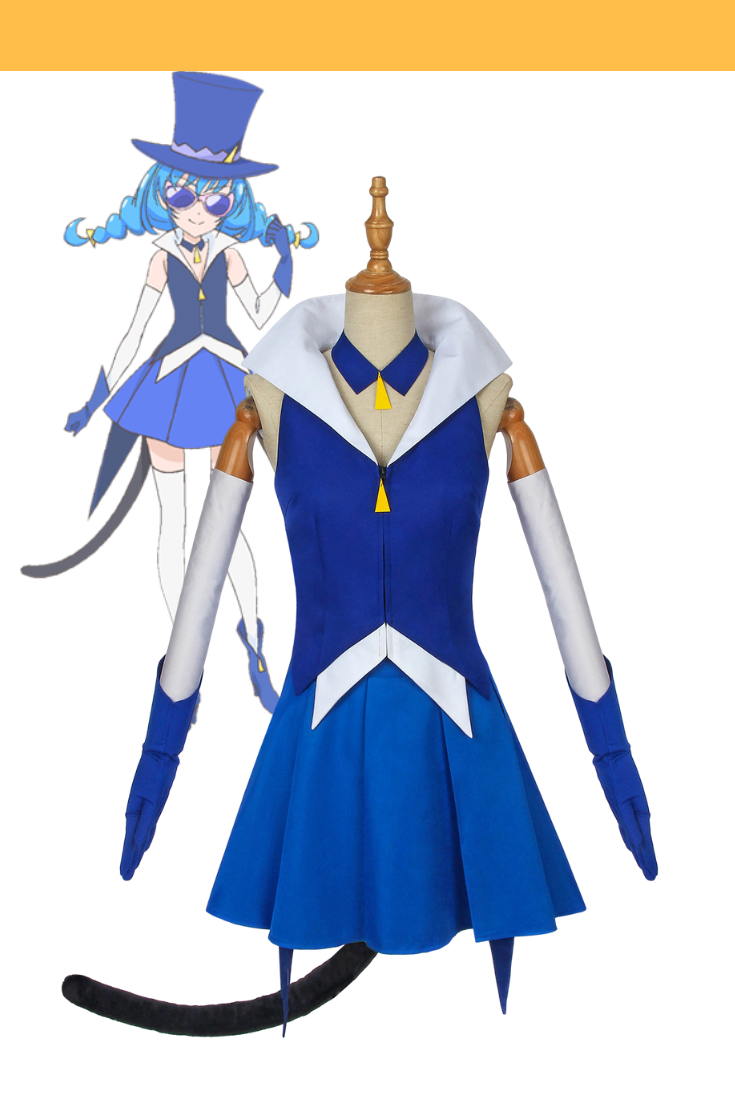 Cosrea P-T Pretty Cure Cure Cosmo Blue Cat Cosplay Costume