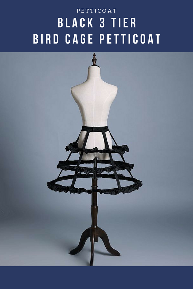 Cosrea Petticoat & Skirt Hoop Black 3 Tier Bird Cage Petticoat