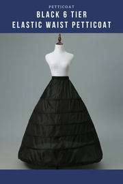 Cosrea Petticoat & Skirt Hoop Black 6 Tier Elastic Waist Petticoat