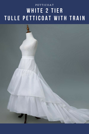 Cosrea Petticoat & Skirt Hoop White 2 Tier Tulle Petticoat With Train