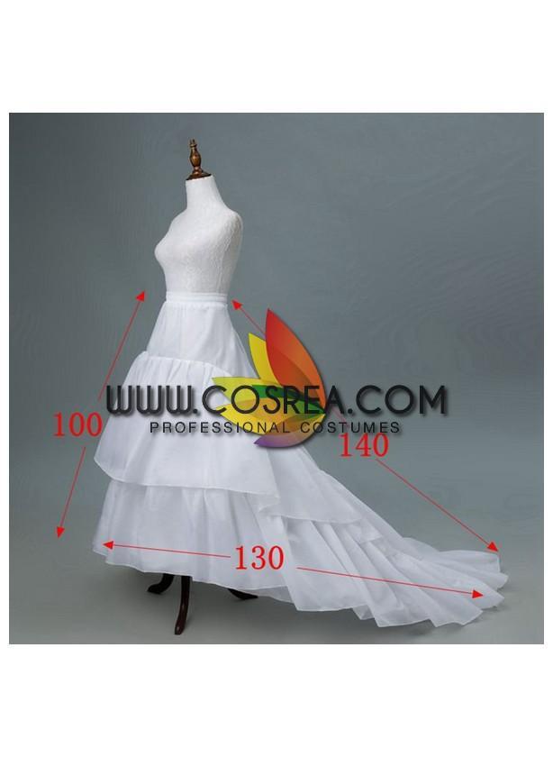 Cosrea Petticoat & Skirt Hoop White 2 Tier Tulle Petticoat With Train