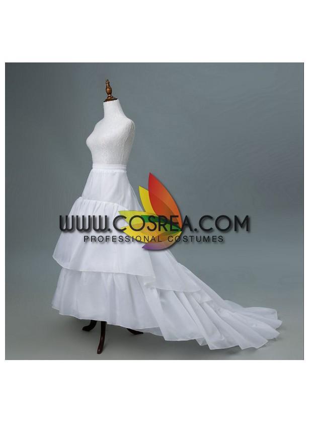 Cosrea Petticoat & Skirt Hoop White 2 Tier Tulle Petticoat With Train