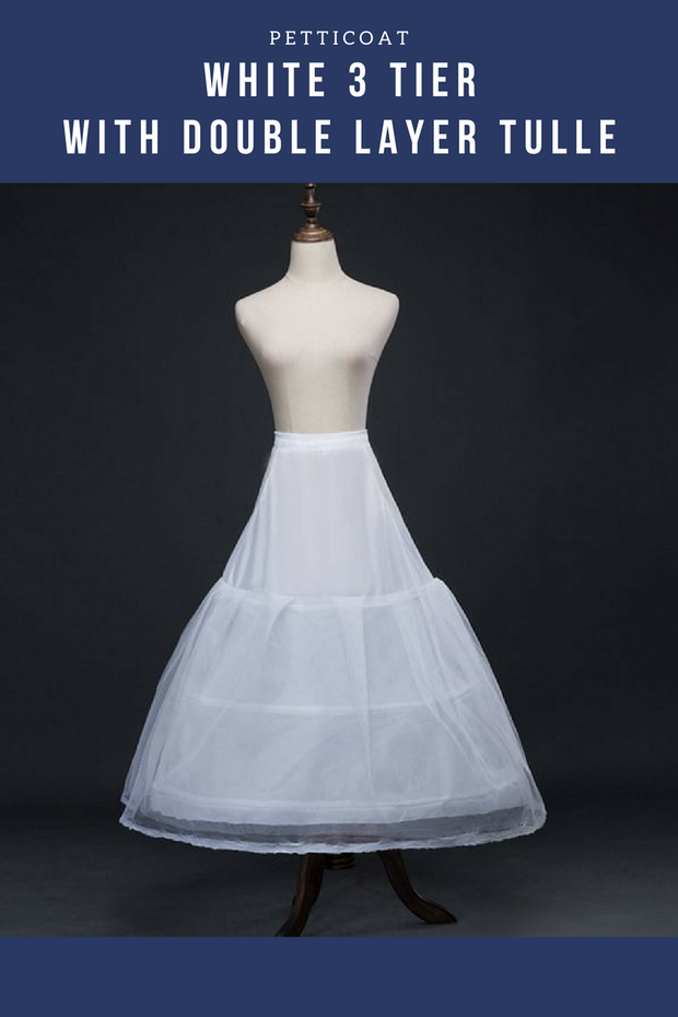 Cosrea Petticoat & Skirt Hoop White 3 Tier With Double Layer Tulle Petticoat