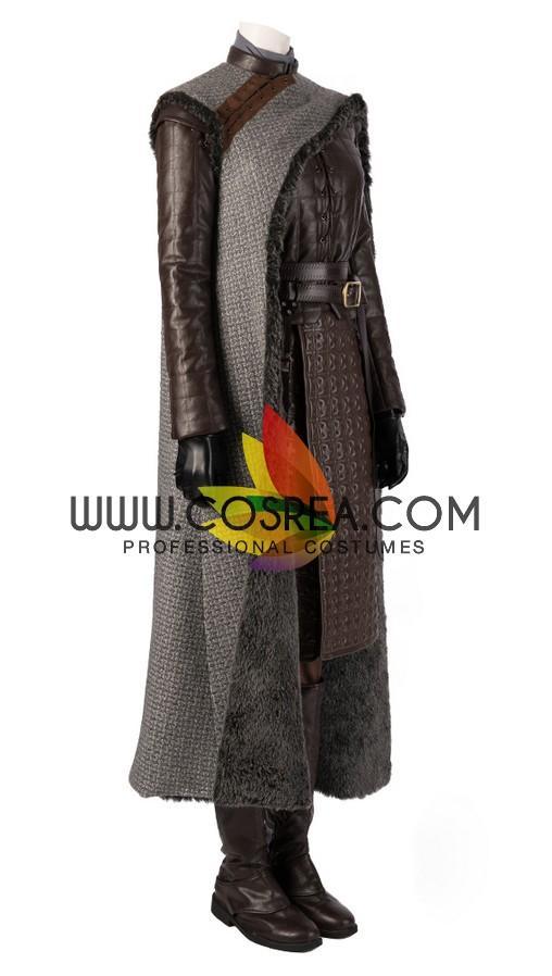 Cosrea TV Costumes Arya Stark Season 8 Game of Thrones Dark PU Leather Version Cosplay Costume