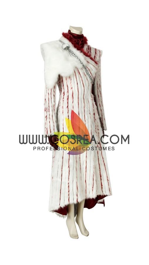 Cosrea TV Costumes Daenerys Season 8 Faux Fur Cosplay Costume