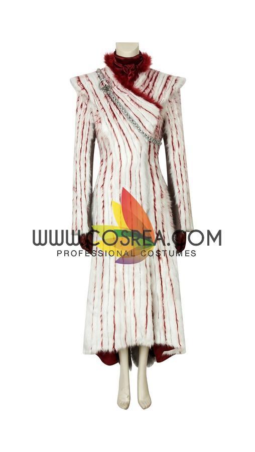 Cosrea TV Costumes Daenerys Season 8 Faux Fur Cosplay Costume