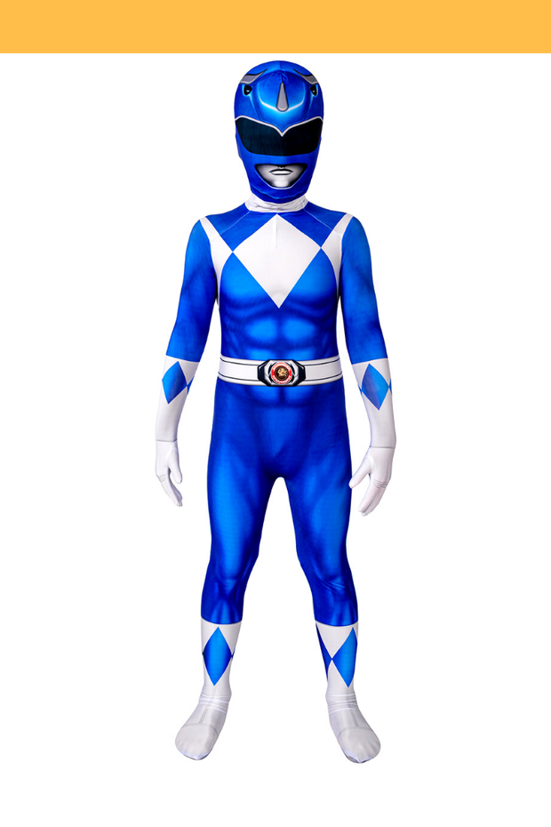 Cosrea TV Costumes Mighty Morphin Power Rangers Blue Ranger Kids Size Digital Printed Cosplay Costume