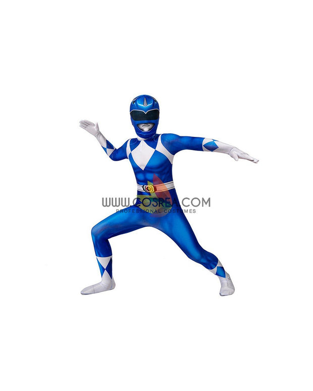 Cosrea TV Costumes Mighty Morphin Power Rangers Blue Ranger Kids Size Digital Printed Cosplay Costume