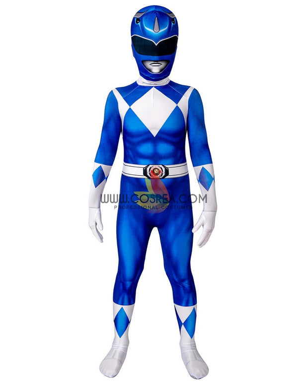 Cosrea TV Costumes Mighty Morphin Power Rangers Blue Ranger Kids Size Digital Printed Cosplay Costume