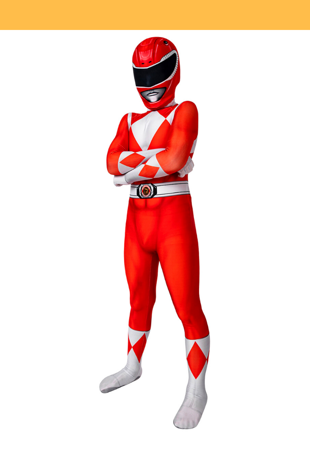 Cosrea TV Costumes Mighty Morphin Power Rangers Red Ranger Kids Size Digital Printed Cosplay Costume