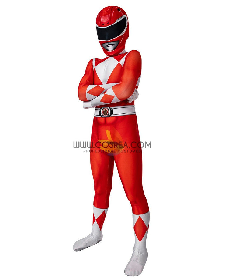 Cosrea TV Costumes Mighty Morphin Power Rangers Red Ranger Kids Size Digital Printed Cosplay Costume