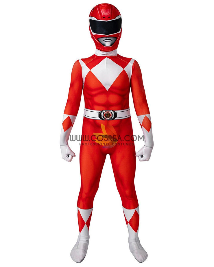 Cosrea TV Costumes Mighty Morphin Power Rangers Red Ranger Kids Size Digital Printed Cosplay Costume