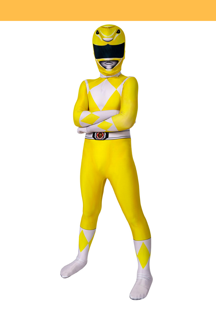 Cosrea TV Costumes Mighty Morphin Power Rangers Yellow Ranger Kids Size Digital Printed Cosplay Costume