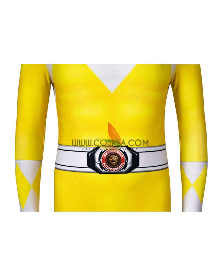 Cosrea TV Costumes Mighty Morphin Power Rangers Yellow Ranger Kids Size Digital Printed Cosplay Costume