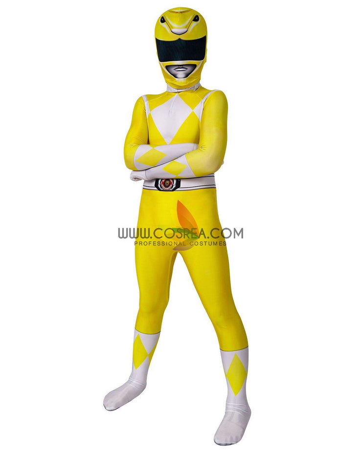 Cosrea TV Costumes Mighty Morphin Power Rangers Yellow Ranger Kids Size Digital Printed Cosplay Costume