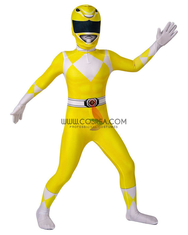 Cosrea TV Costumes Mighty Morphin Power Rangers Yellow Ranger Kids Size Digital Printed Cosplay Costume